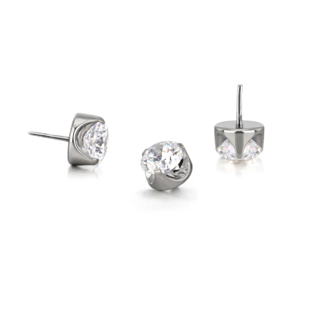 Threadless Titanium Prong set Gem CZ