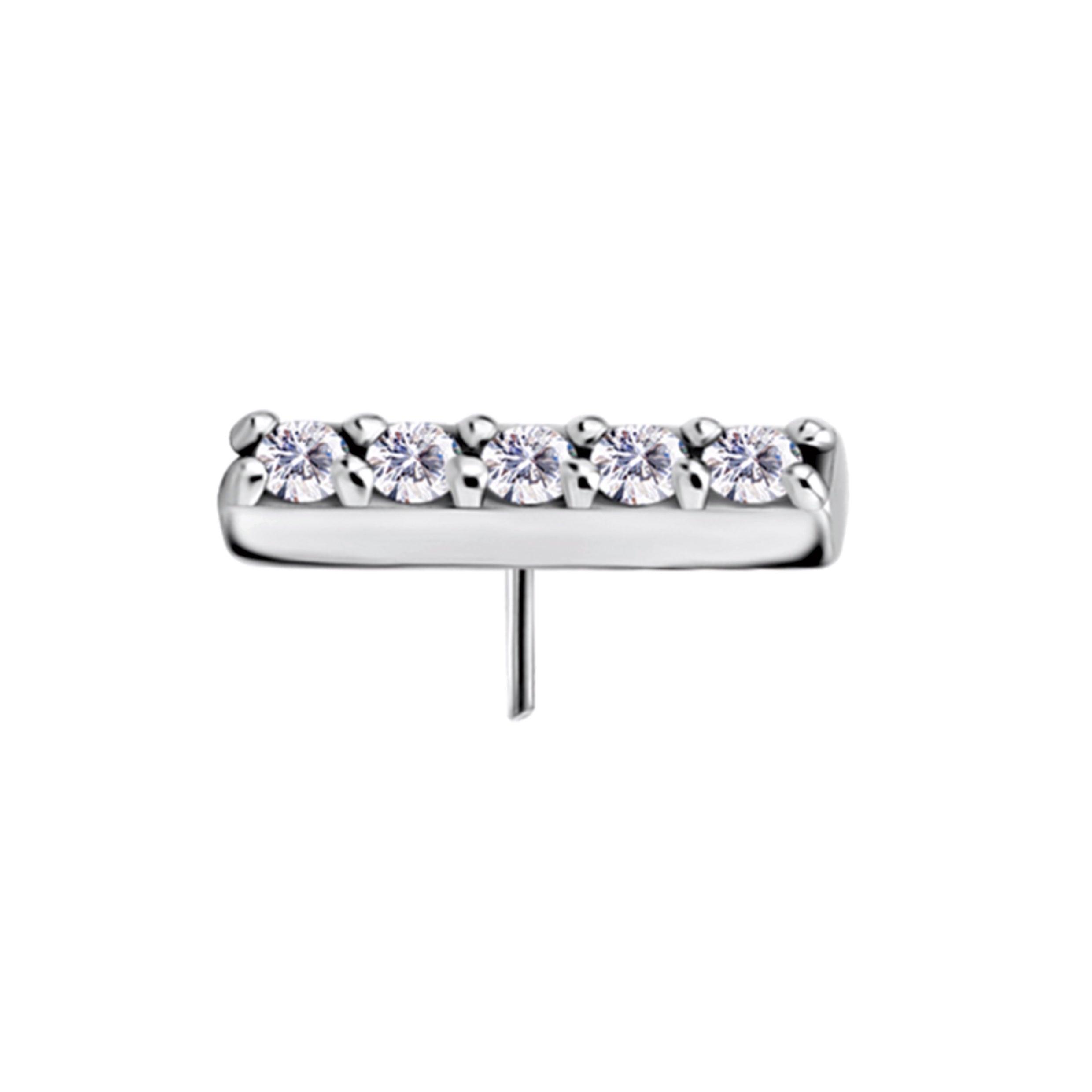 Nickel Free Threadless 5 Gem Pave Bar (Cobalt Chromium)