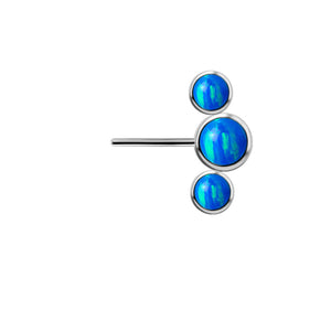 Threadless Titanium Forward Facing Triple lab Created Opal Nipple Cluster Curve