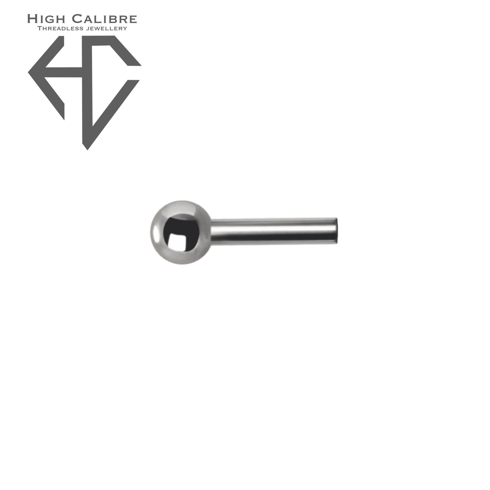 Titanium Threadless Barbell Fixed 2mm Ball Post 20G (0.8mm)