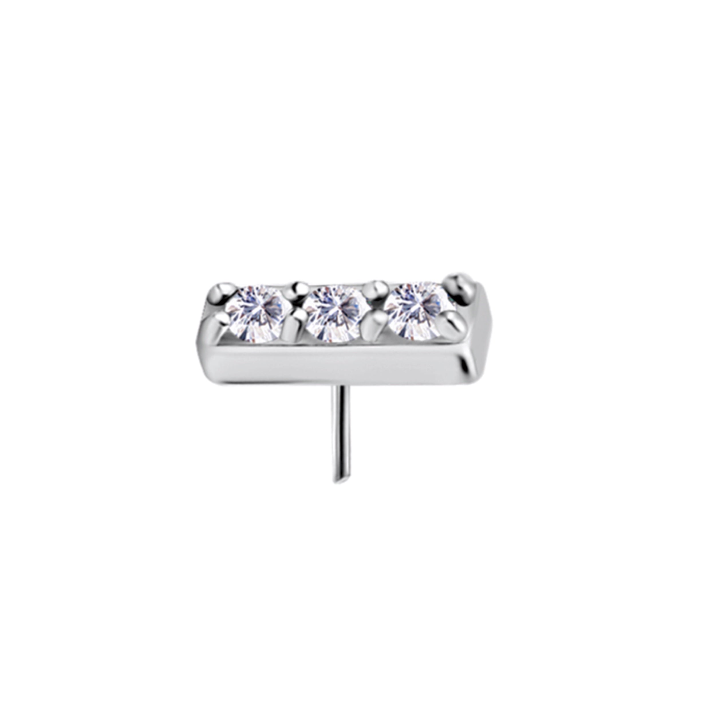Nickel Free Threadless 3 Gem Pave Bar (Cobalt Chromium)