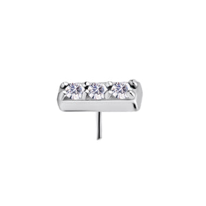 Nickel Free Threadless 3 Gem Pave Bar (Cobalt Chromium)