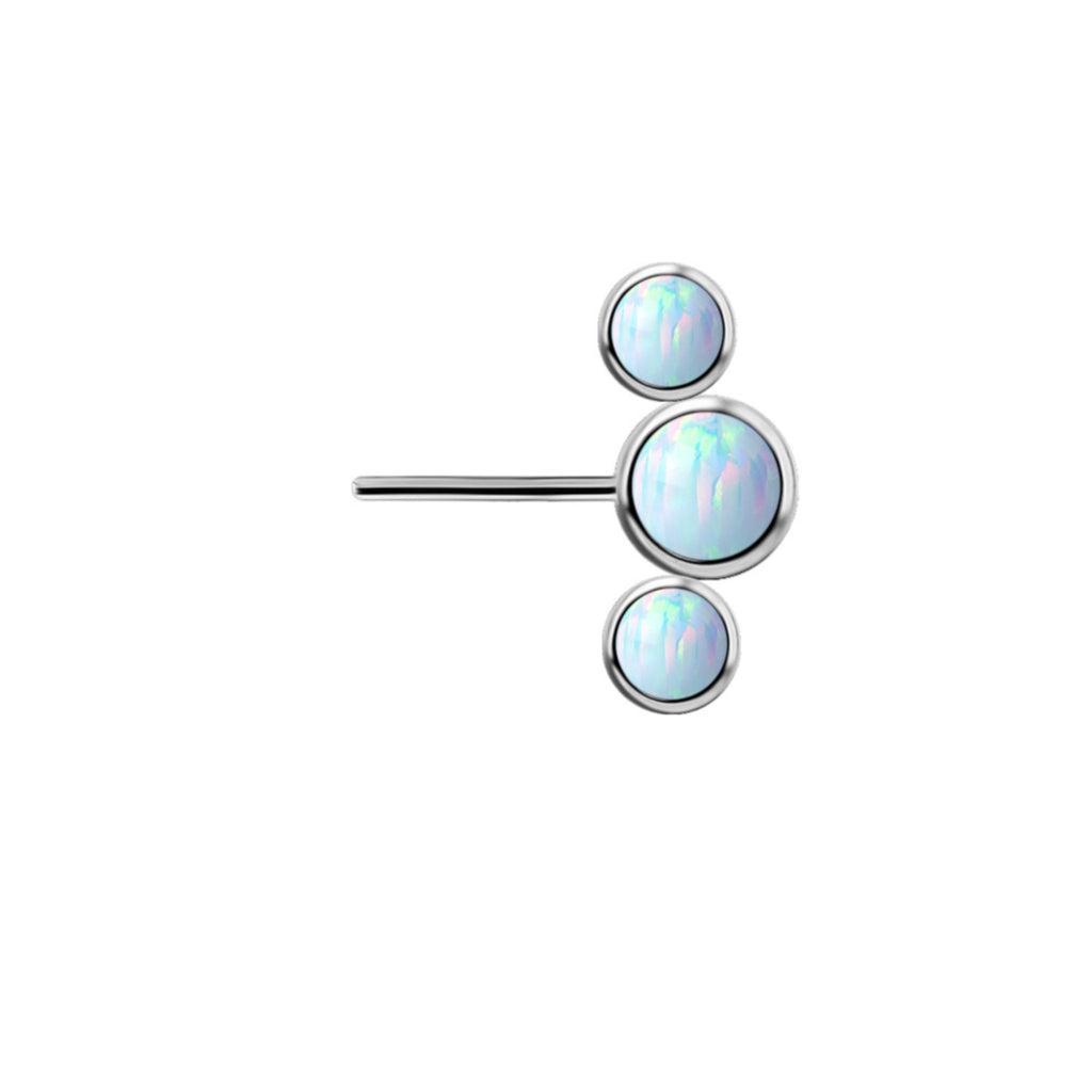Threadless Titanium Forward Facing Triple lab Created Opal Nipple Cluster Curve