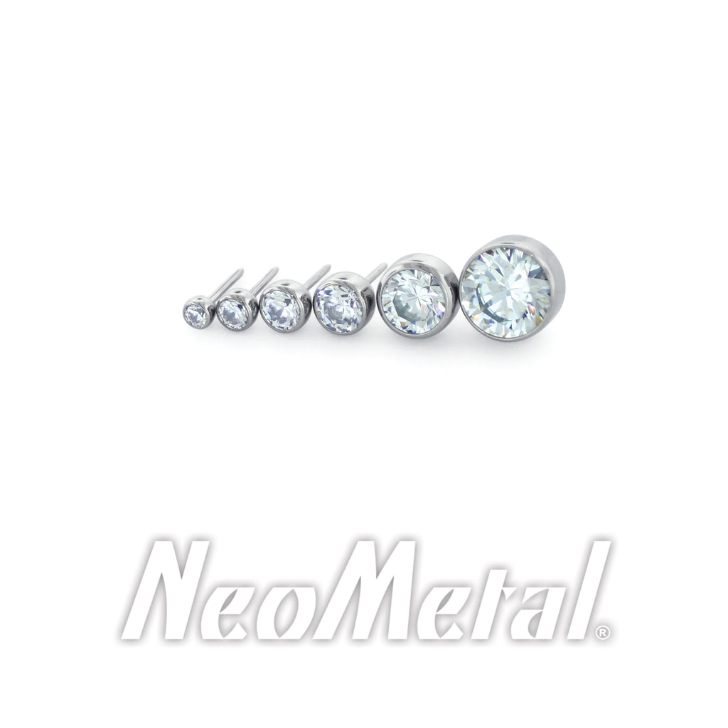 NeoMetal Threadless Titanium Bezel Set Zirconia Gem End