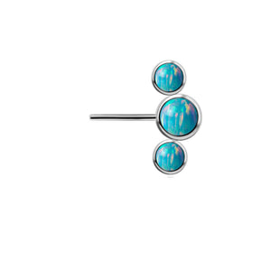 Threadless Titanium Forward Facing Triple lab Created Opal Nipple Cluster Curve