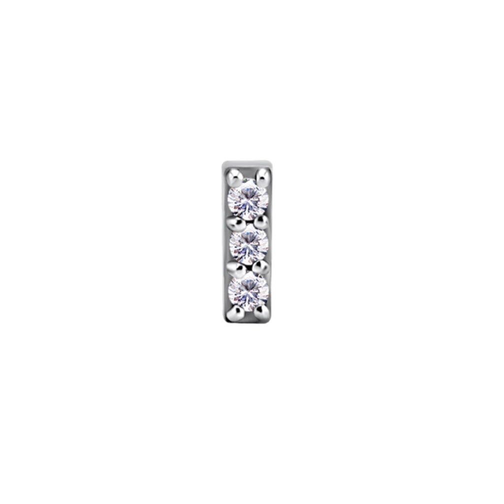 Nickel Free Threadless 3 Gem Pave Bar (Cobalt Chromium)